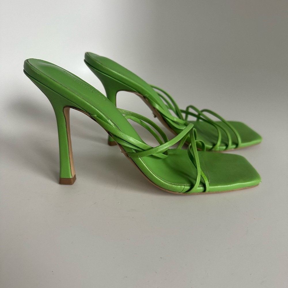 Tony Bianco Leather Green Strappy Heels